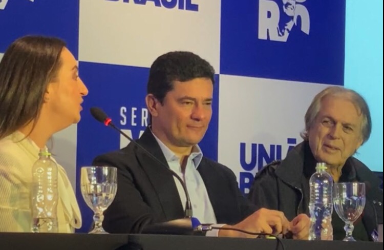 Ronsagela Moro, Sergio Moro e Luciano Bivar, em reunião do União Brasil