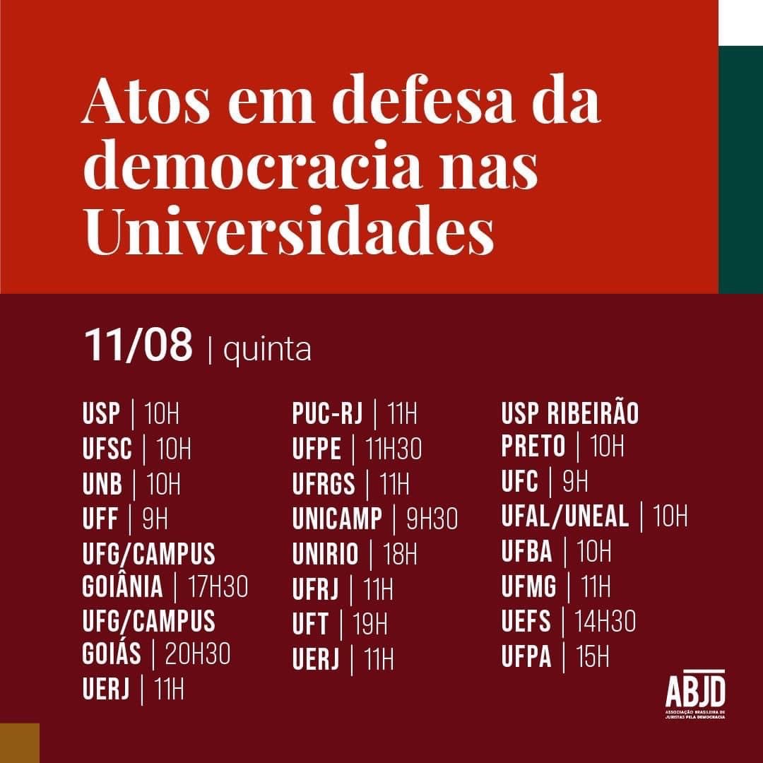 Leitura da nota da Faculdade de Direito/UFMG e da carta em defesa do Estado  Democrático de Direito 