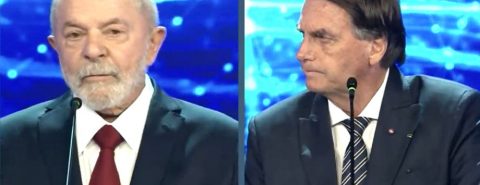 Lula e Bolsonaro no debate da BAND Eleições 2022