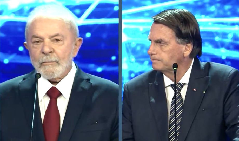 Lula e Bolsonaro no debate da BAND Eleições 2022