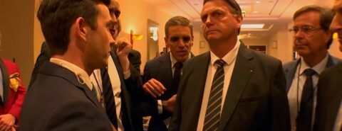 Jair Bolsonaro em entrevista à emissora dos EUA, NBC. Ex-presidente participou do CPAC, evento organizado pela extrema-direita nos EUA. Foto: Reprodução/NBC