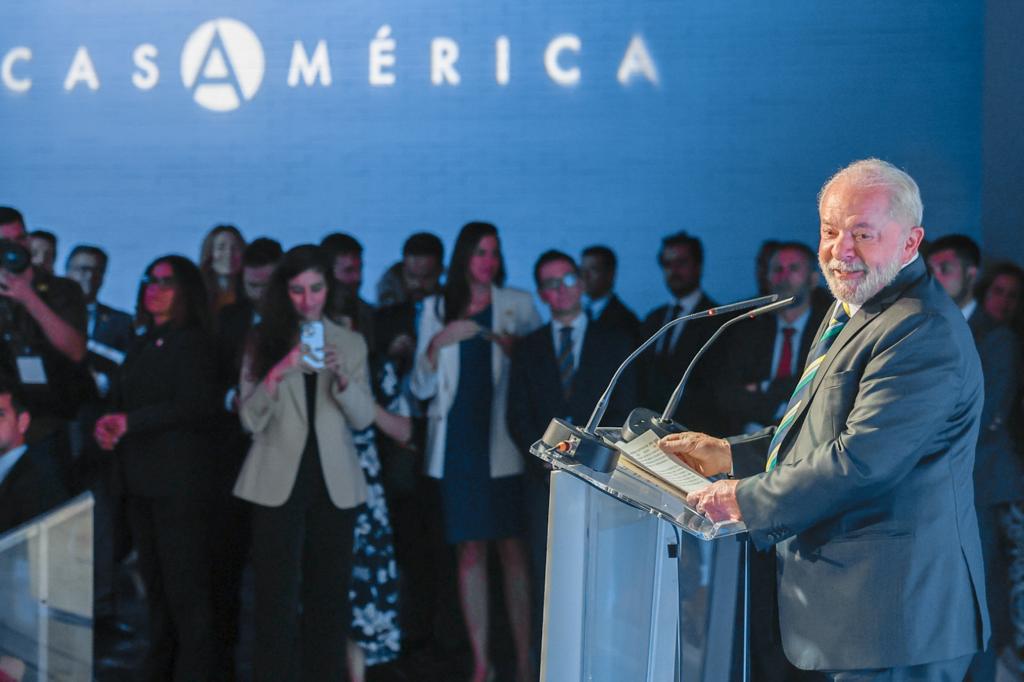 Lula em discurso na Casa América, Espanha. Crédito: Ricardo Stuckert