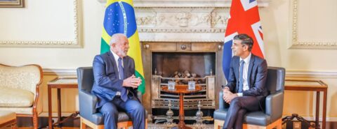O presidente Luiz Inácio Lula da Silva (PT) encontrou o primeiro-ministro do Reino Unido, Rishi Sunak.