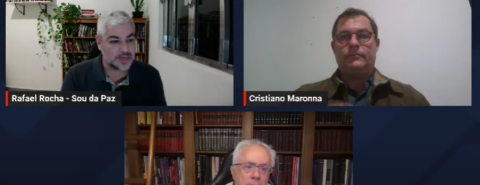 Luís Nassif durante entrevista com Cristiano Maronna e Rafael Rocha
