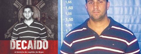 Montagem com livro "Decaído" de Sergio Ramalho com foto de Adriano da Nóbrega Créditos: Divulgação/ Polícia Civil