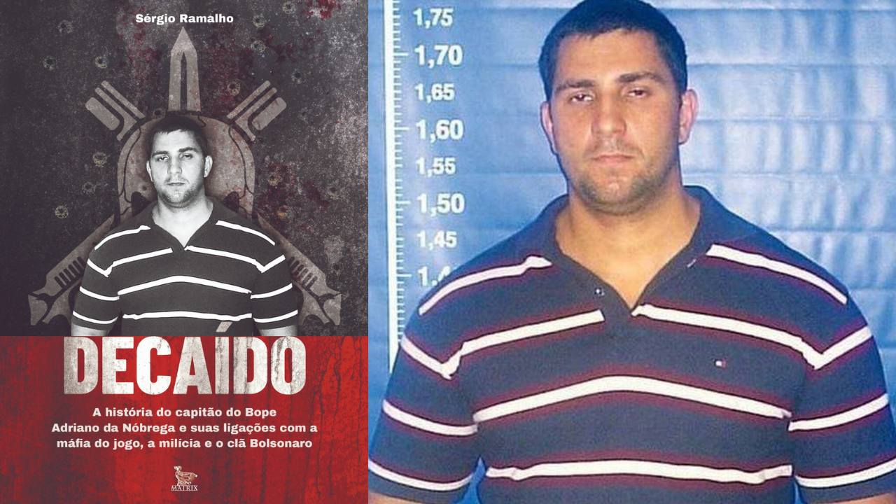 Montagem com livro "Decaído" de Sergio Ramalho com foto de Adriano da Nóbrega Créditos: Divulgação/ Polícia Civil