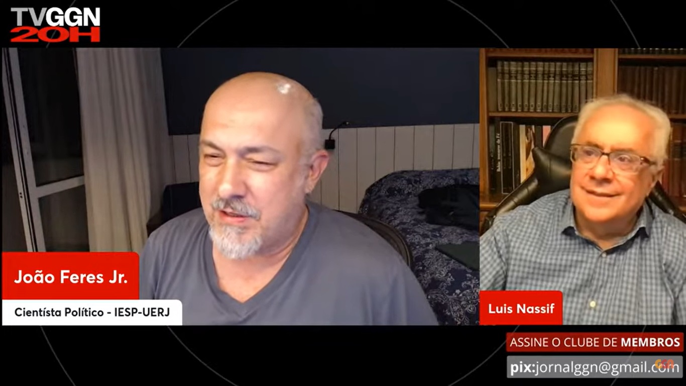 O cientista político João Feres em entrevista ao jornalista Luis Nassif, no TVGGN 20 Horas. Reprodução: TVGGN