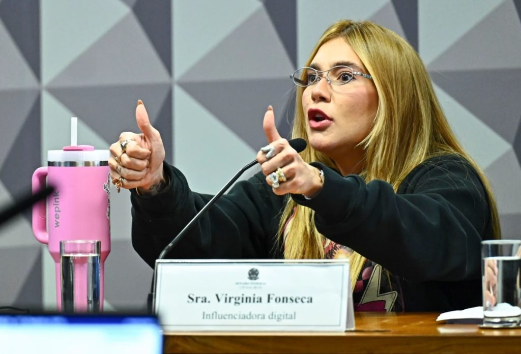 A influenciadora Virgínia Fonseca na CPI das Bets. Crédito: Andressa Anholete/Agência Senado