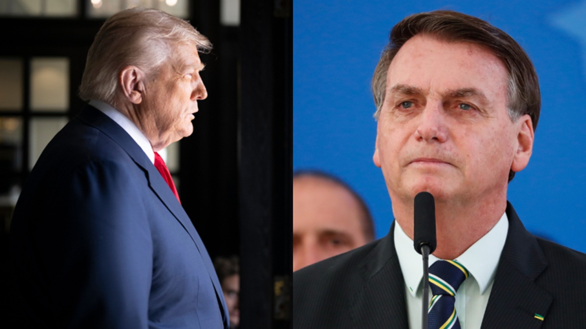 Caso Epstein derruba o mito de Trump; no Brasil, falta coragem institucional para tratar Bolsonaro do mesmo modo.Daniel Torok/Casa Branca | Alan Santos/PR
