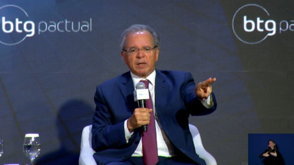 Paulo Guedes, quando ministro, em evento do BTG. - Divulgação