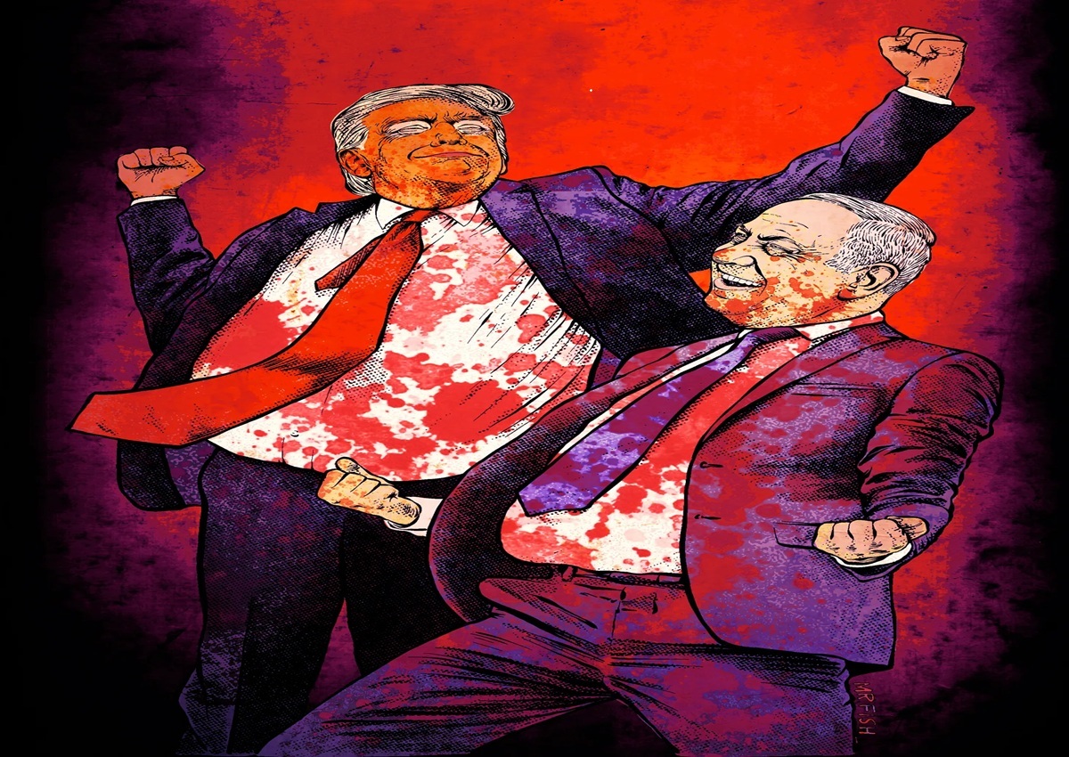 Trump e Netanyahu - Blood Brothers - por Mr. Fish (com dimensões alteradas)