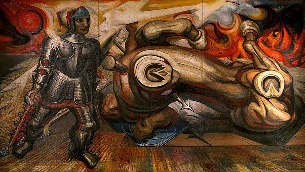 “Apoteosis de Cuauhtemoc” (1951), de David Alfaros Siqueros, no Museo de Bellas Artes, na Cidade do México