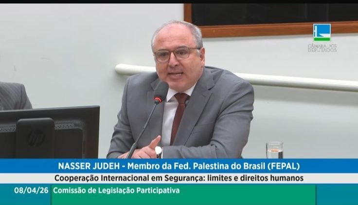 Nasser Judeh, secretário de Assuntos Jurídicos da Fepal, representou a entidade na audiência pública da Câmara dos Deputados. (Foto: Reprodução/Câmara dos Deputados)