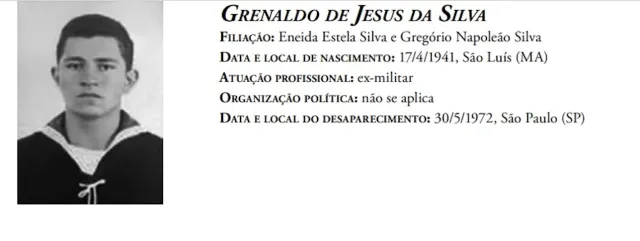 Ditadura: restos mortais de Grenaldo de Jesus Silva serão sepultados em Perus