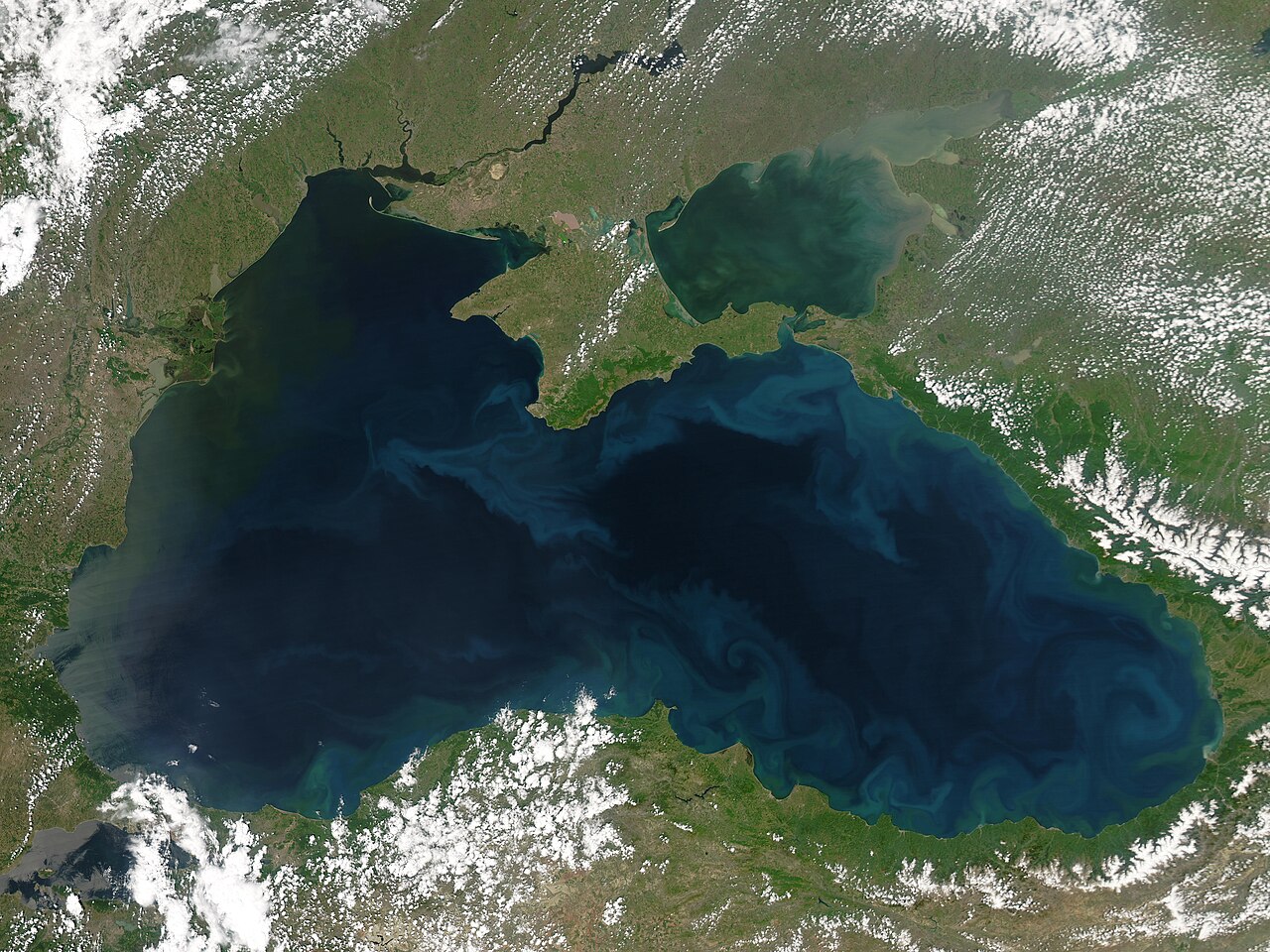 O mar Negro visto por satélite. Imagem: NASA - via Wikipedia