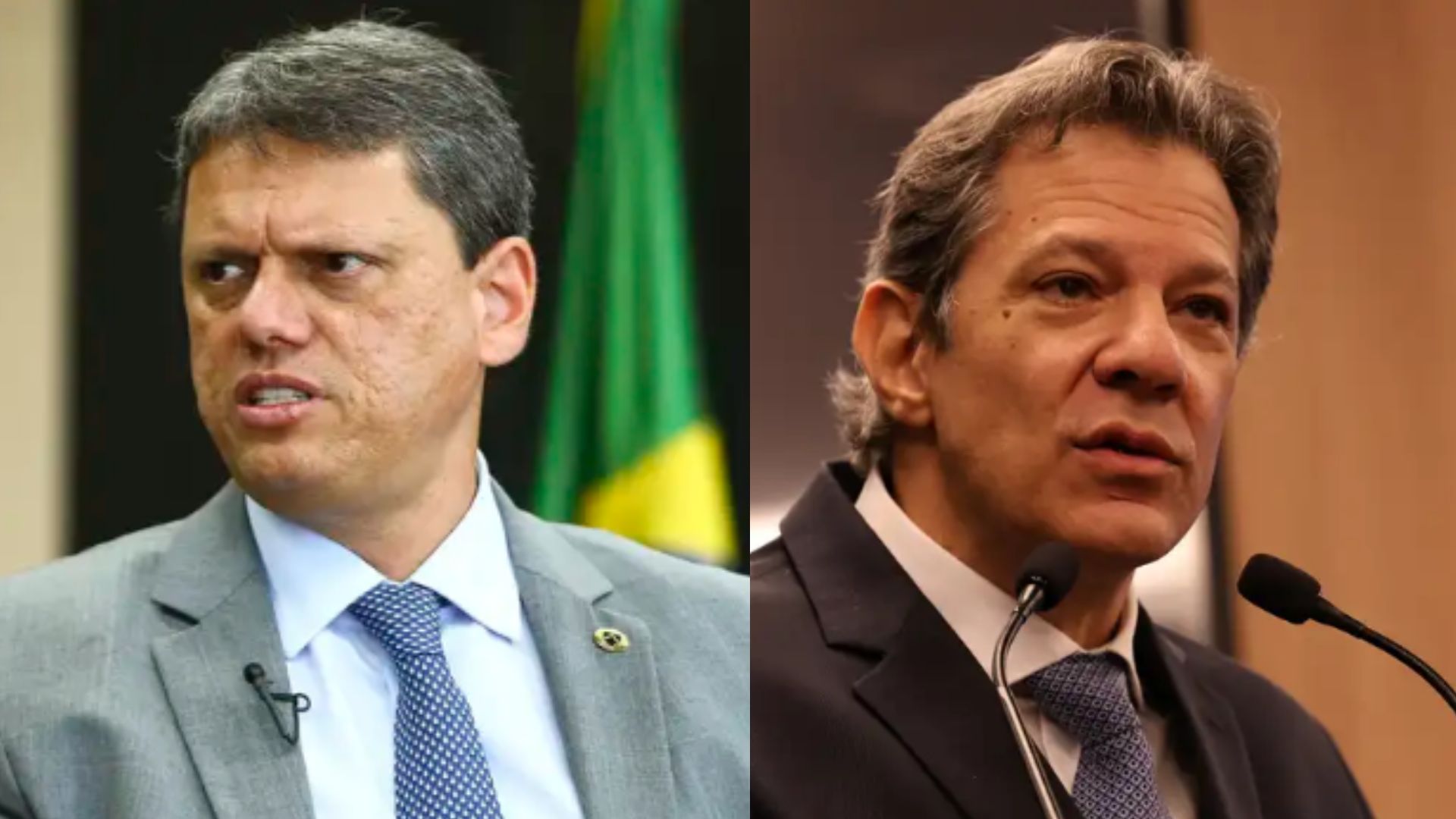 Tarcísio de Freitas (Republicanos) e Fernando Haddad (PT). Fotos: Agênci Brasil